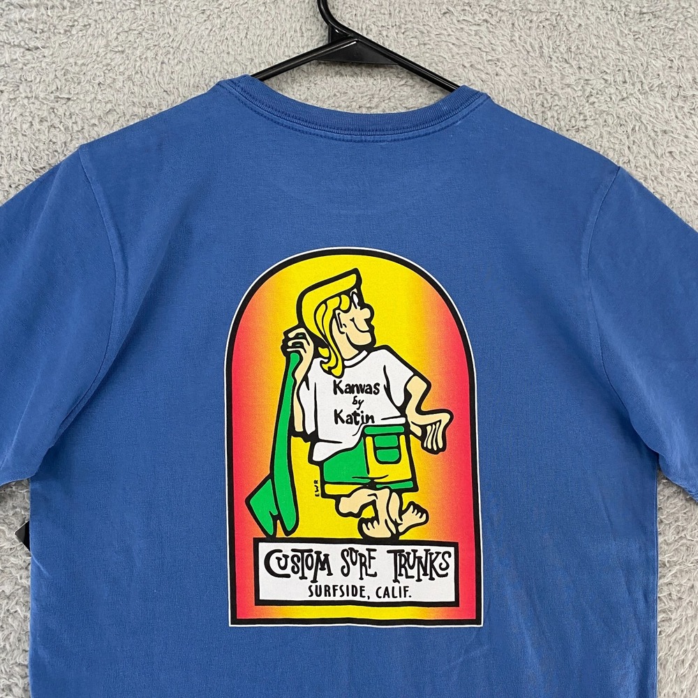Katin Shirt Mens Small Graphic Beach Surfing Organic Cotton Blue Short Sleeve